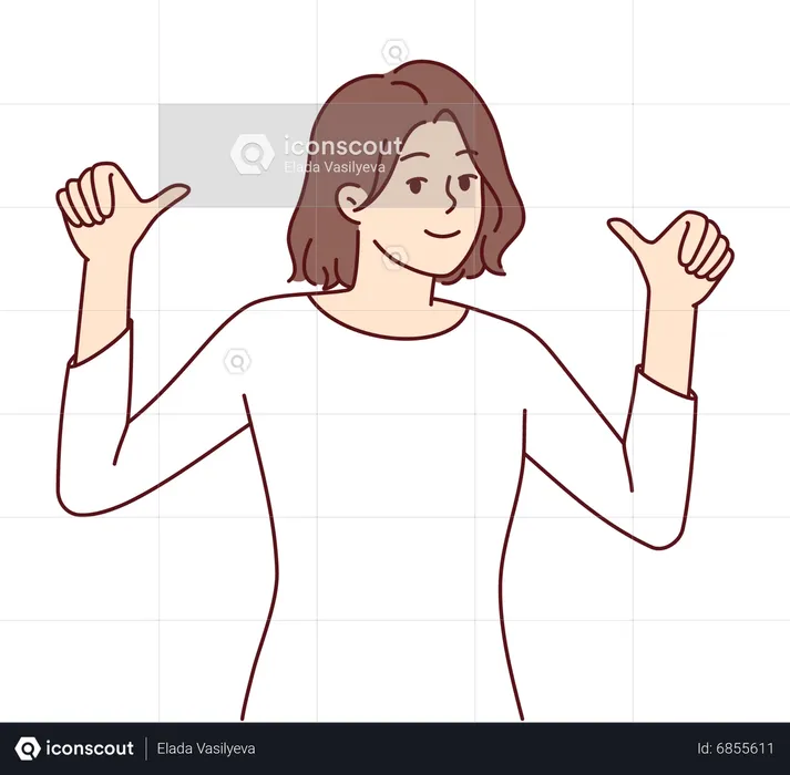 Girl showing self worth gesture  Illustration