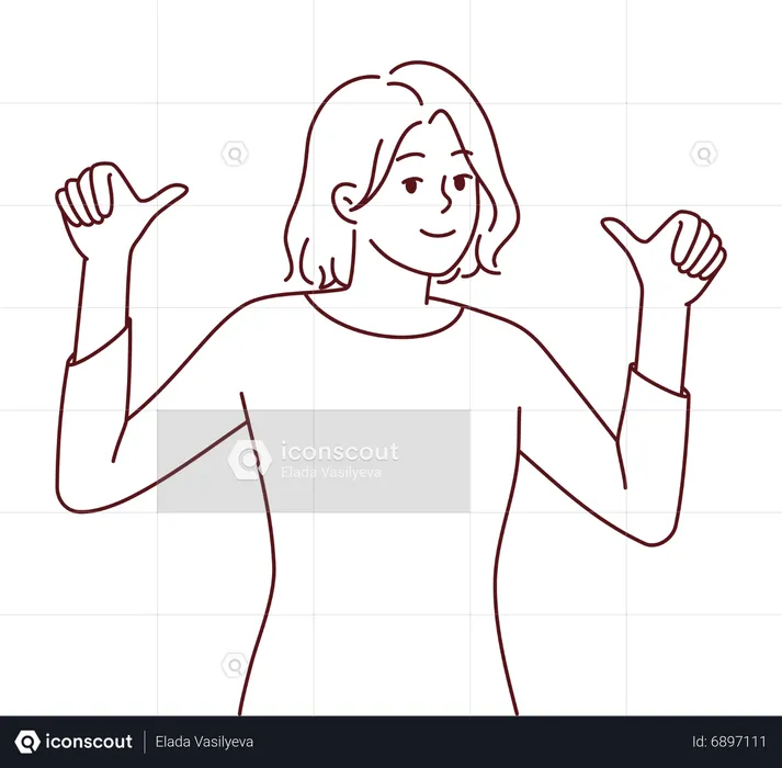 Girl showing self worth gesture  Illustration