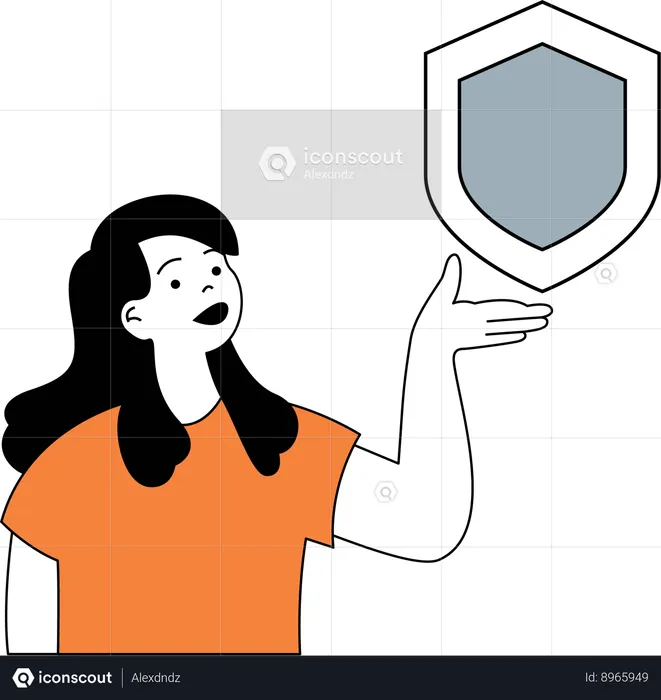 Girl showing shield  Illustration