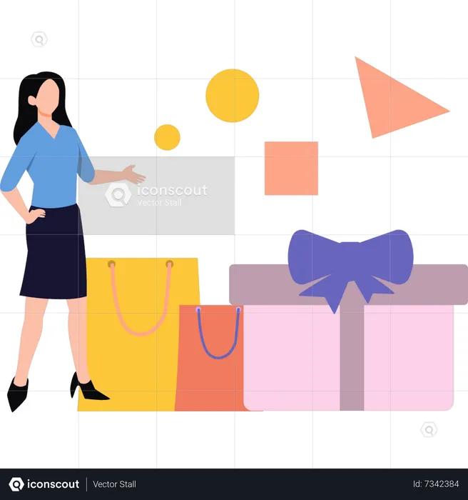 Girl showing shopping bag  Illustration