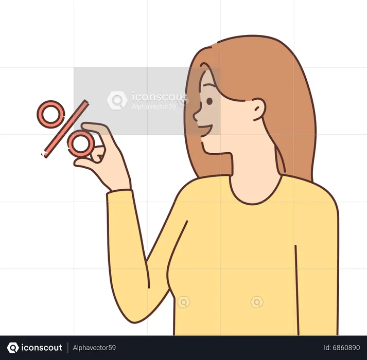 Girl showing shopping discount  Illustration