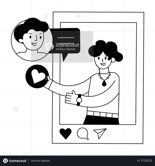 Girl showing Social Interaction  Illustration