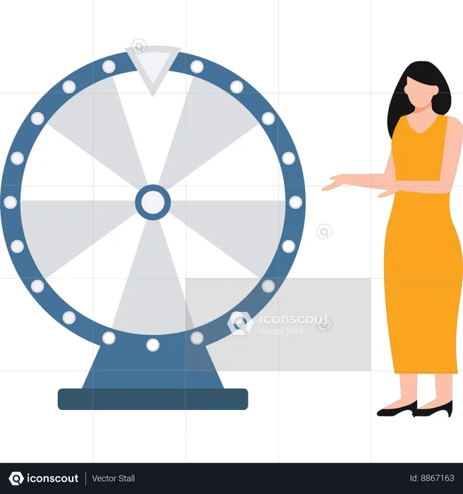 Girl showing spin wheel  Illustration