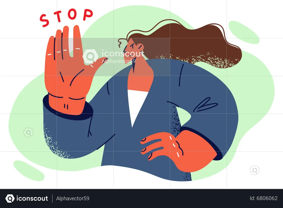 Girl showing stop gesture  Illustration