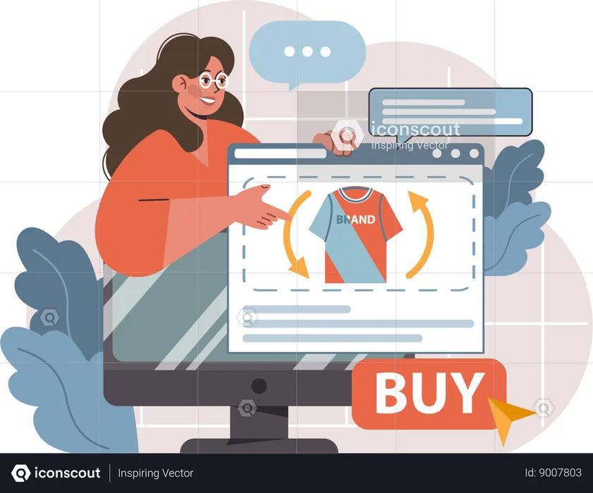 Girl showing t-shirt for buying  Illustration
