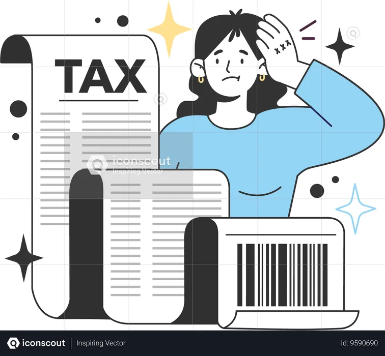 Girl showing tax document  Illustration