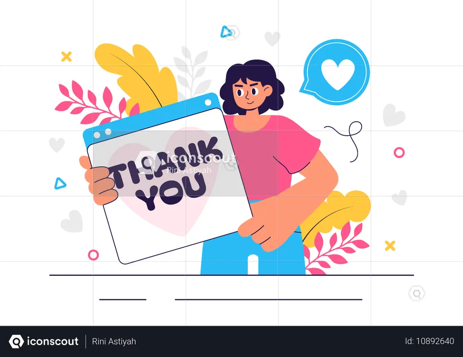 Girl showing thank you web  Illustration