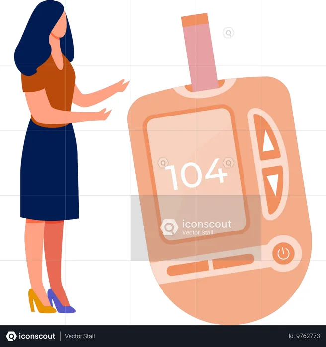 Girl showing the glucometer  Illustration