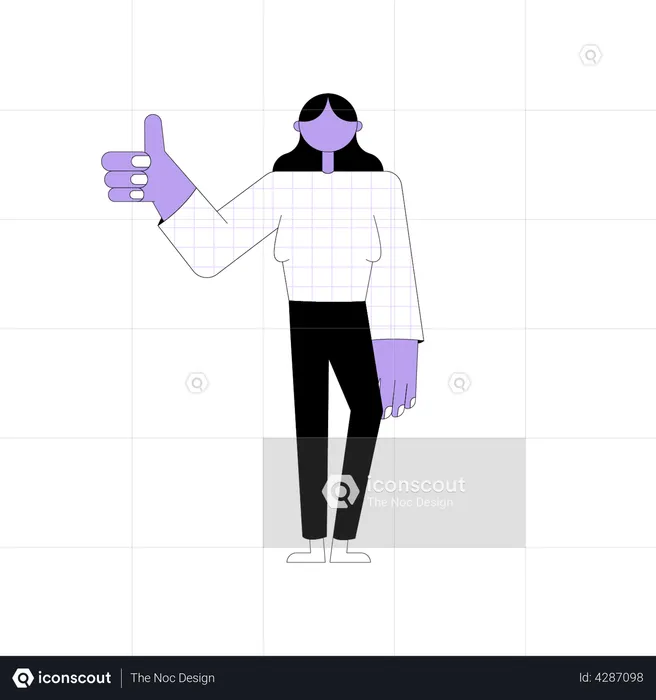 Girl showing Thumbs up  Illustration