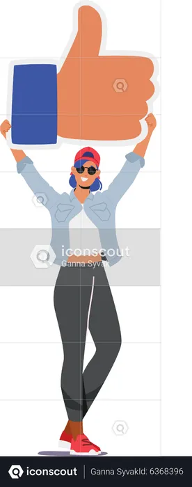 Girl showing thumbs up  Illustration
