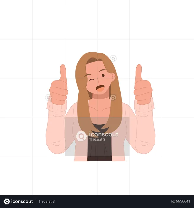 Girl showing thumbs up gesture  Illustration