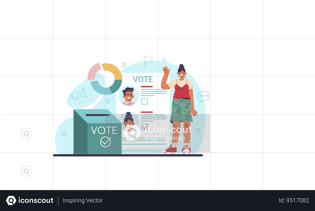 Girl showing voting box  Illustration