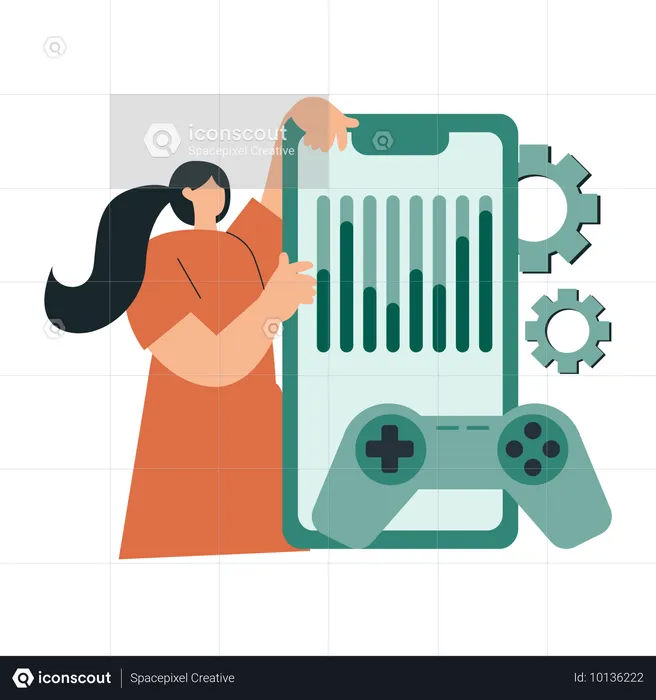 Girl showing Winning With Data  Illustration