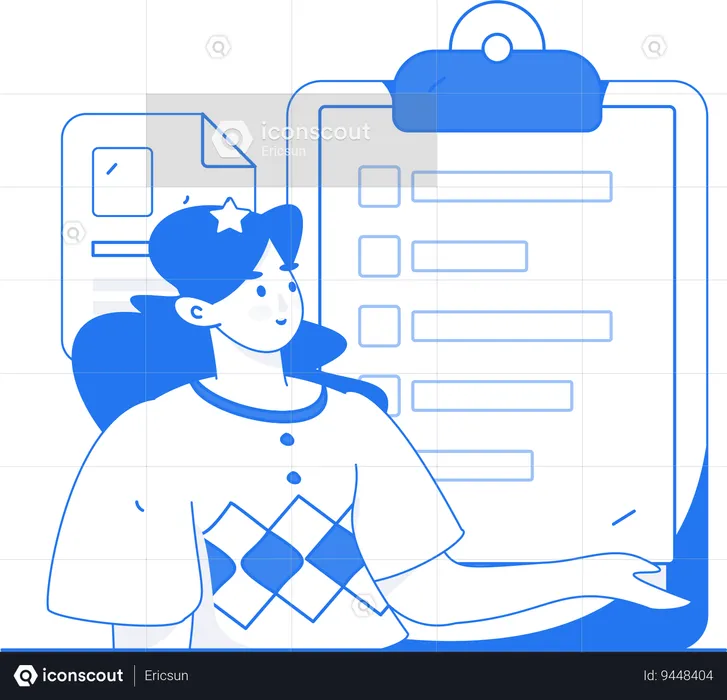 Girl showing Work task list  Illustration