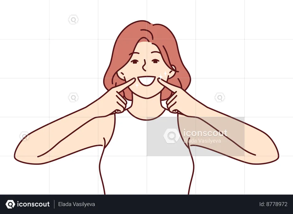 Girl shows her shiny teeth  Illustration