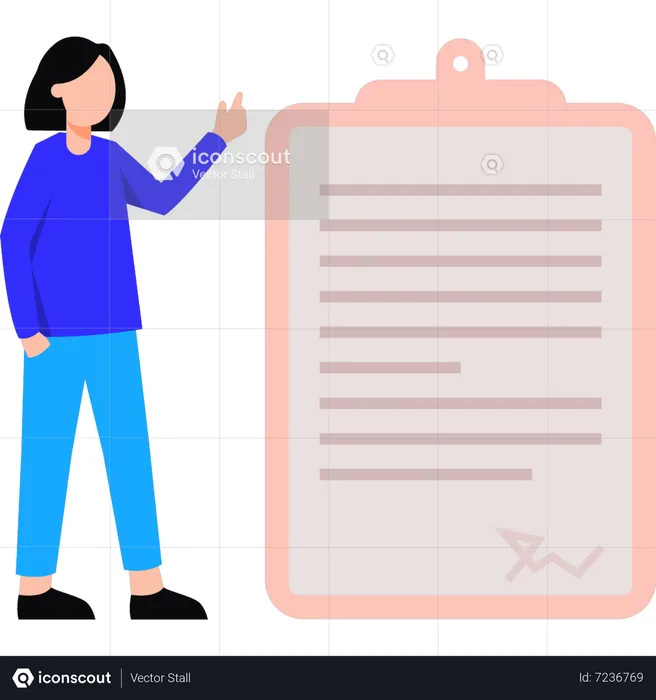 Girl signing contract  Illustration