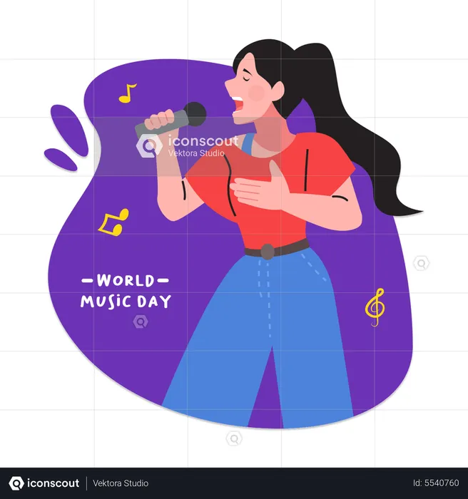 Girl Sing a Song  Illustration