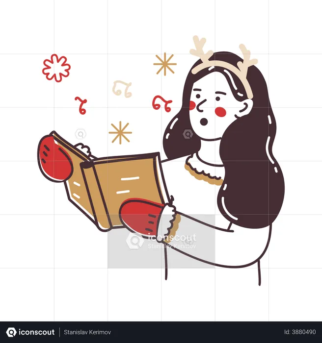 Girl Singing Christmas songs  Illustration