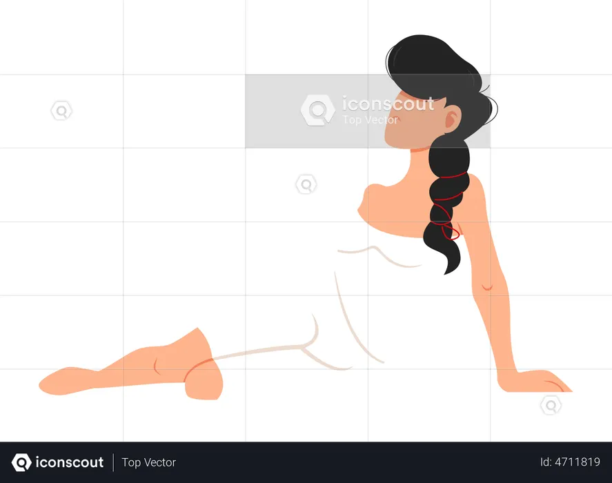 Girl sitting and relaxing in sauna  Illustration