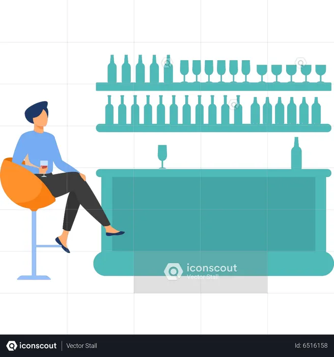 Girl sitting at bar  Illustration