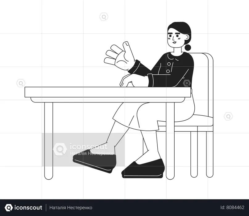 Girl sitting at desk  Illustration