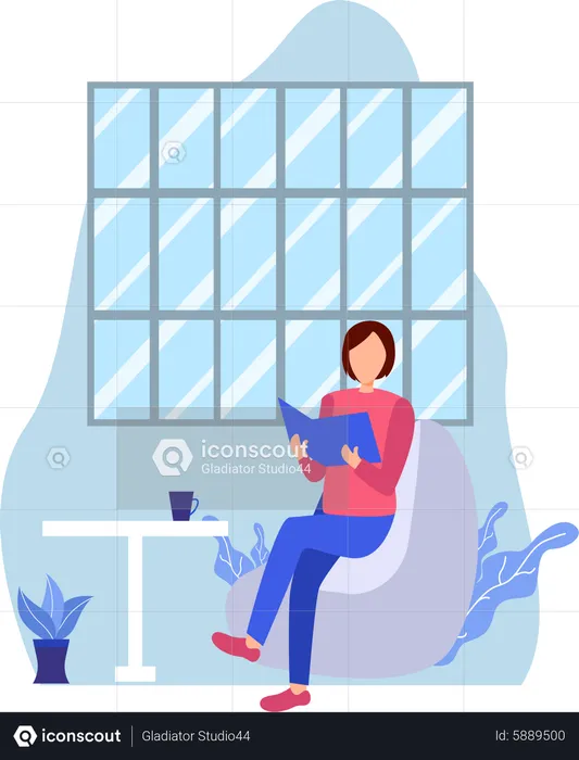 Girl sitting in cafe  Illustration