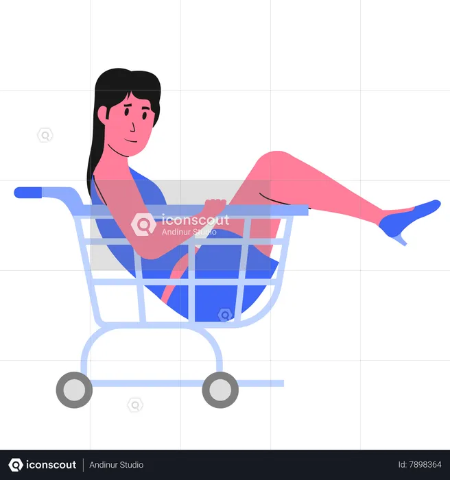 Girl sitting in Empty Cart  Illustration