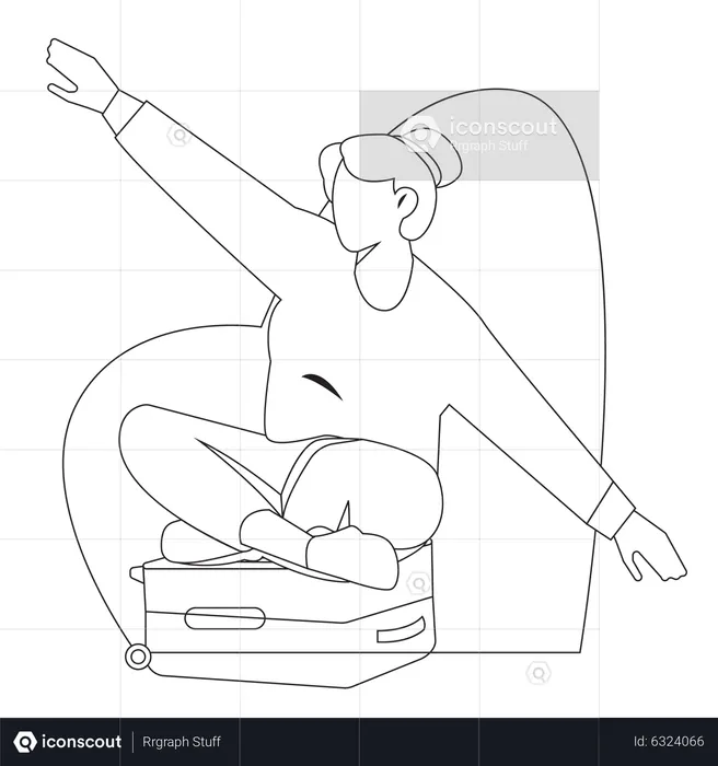 Girl sitting on a suitcase  Illustration