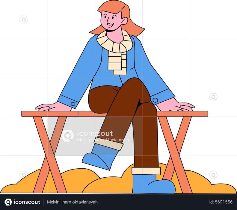 Girl sitting on park bench  Illustration