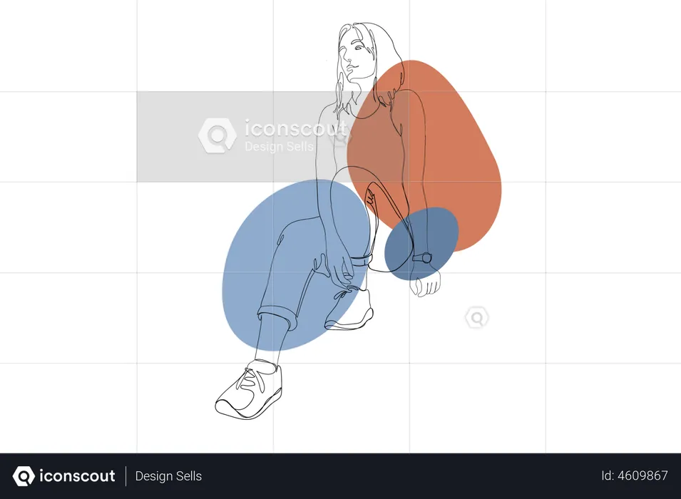 Girl Sitting Pose  Illustration