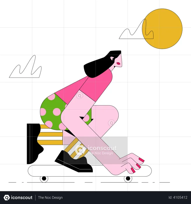 Girl Skating  Illustration