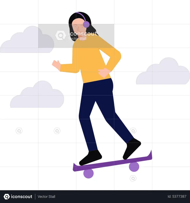 Girl skating  Illustration