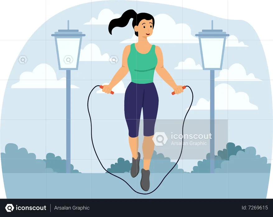 Girl Skipping Rope  Illustration