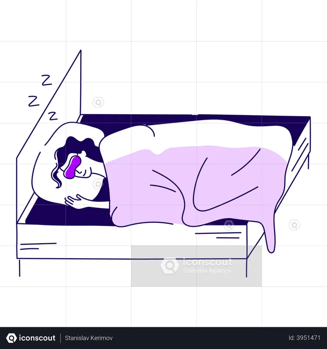 Girl sleeping during night  Illustration