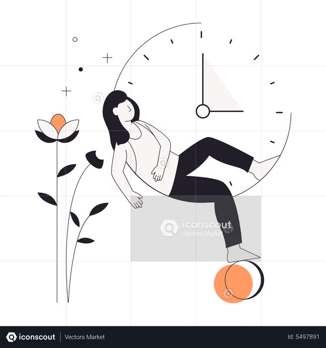 Girl sleeping during night hours  Illustration