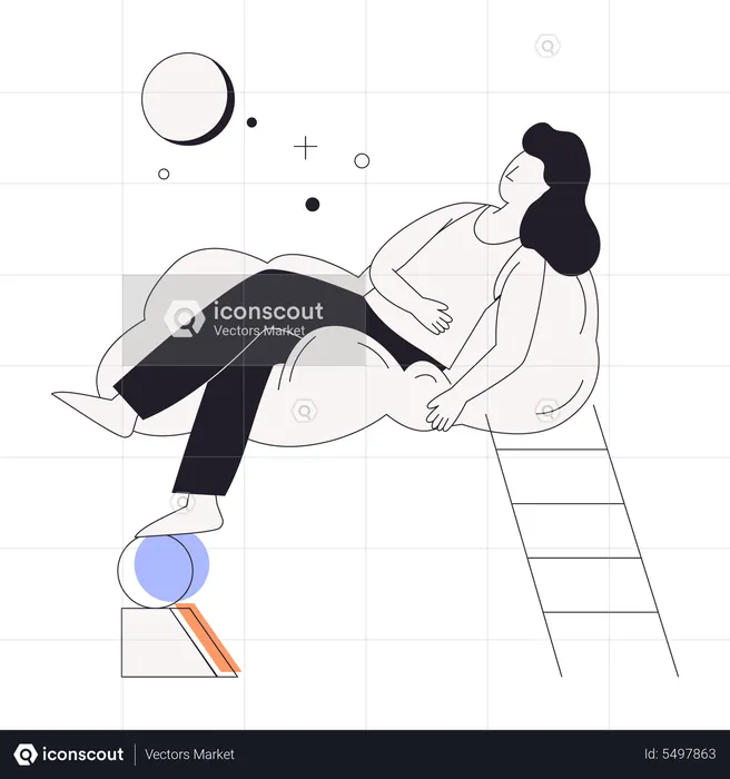 Girl sleeping into clouds  Illustration