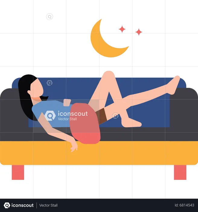 Girl sleeping on couch  Illustration