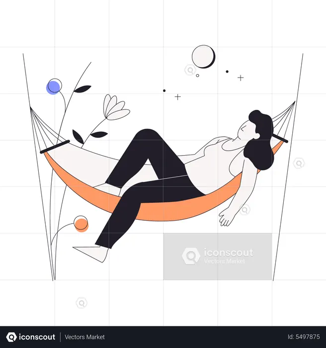 Girl sleeping on hammock  Illustration