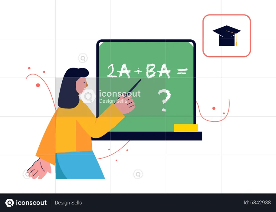 Girl solving algebra problem  Illustration