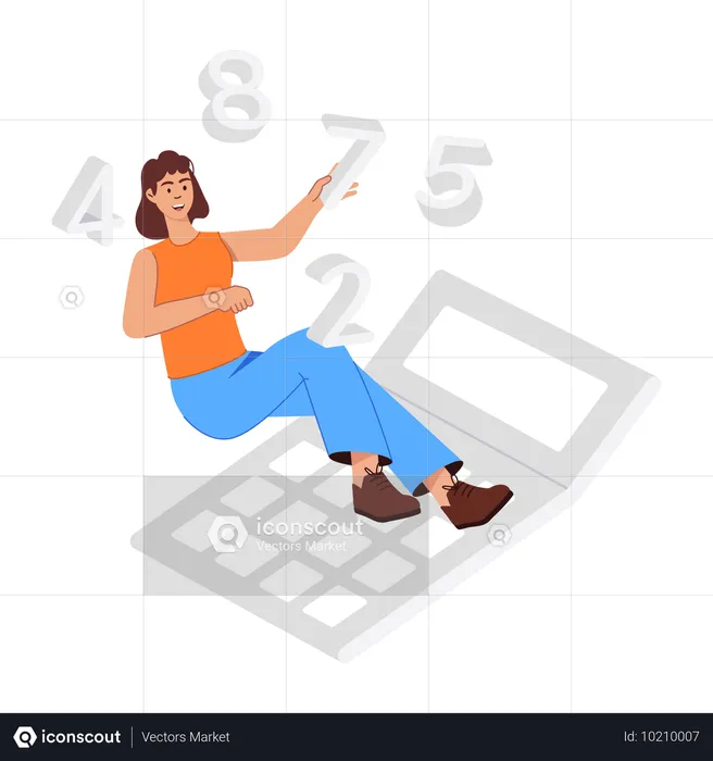 Girl solving mathematical calculation  Illustration