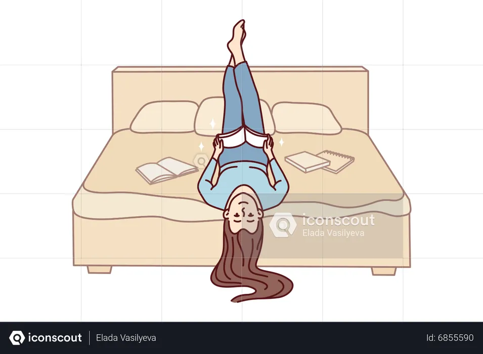 Girl spending leisure time at home  Illustration