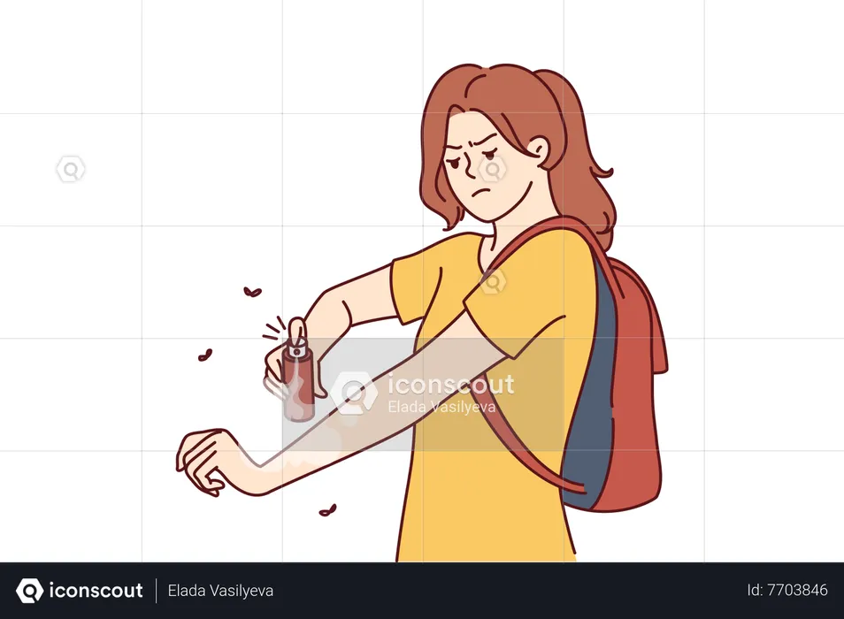 Girl spraying on hand  Illustration