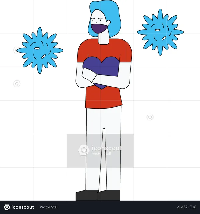 Girl standing and wearing mask  Illustration
