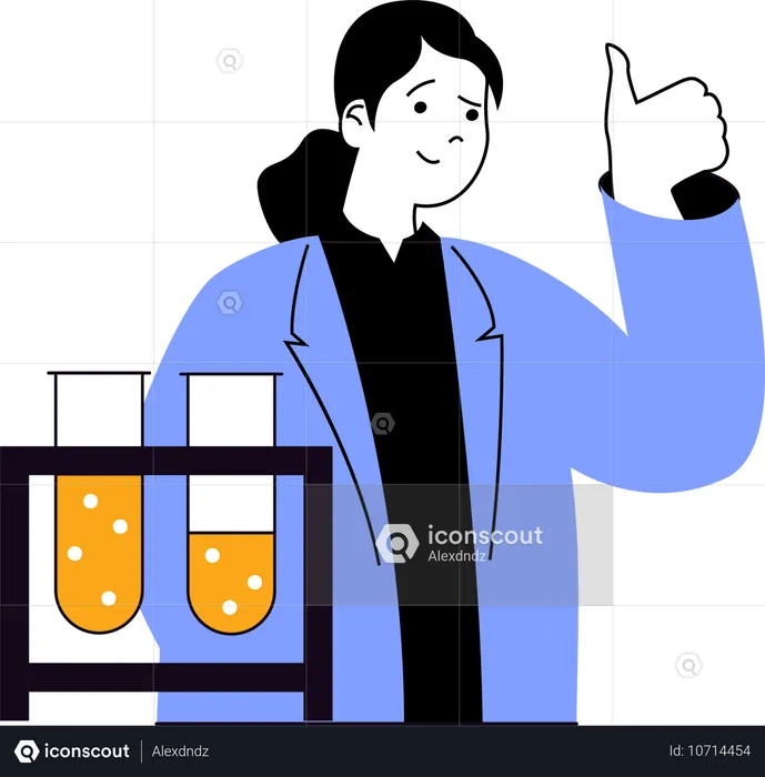 Girl standing in chemistry lab  Illustration