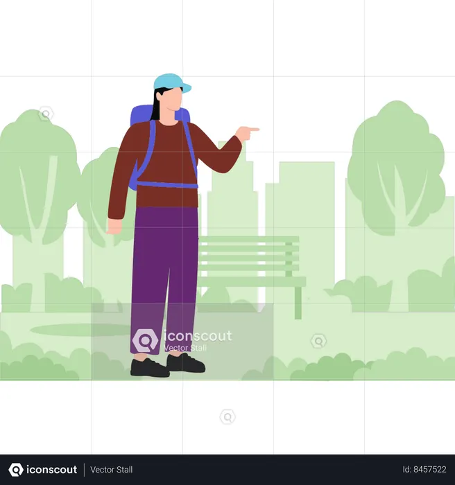 Girl standing in forest  Illustration