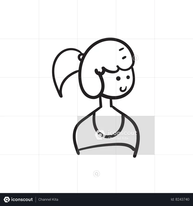 Girl standing in pony tail  Illustration