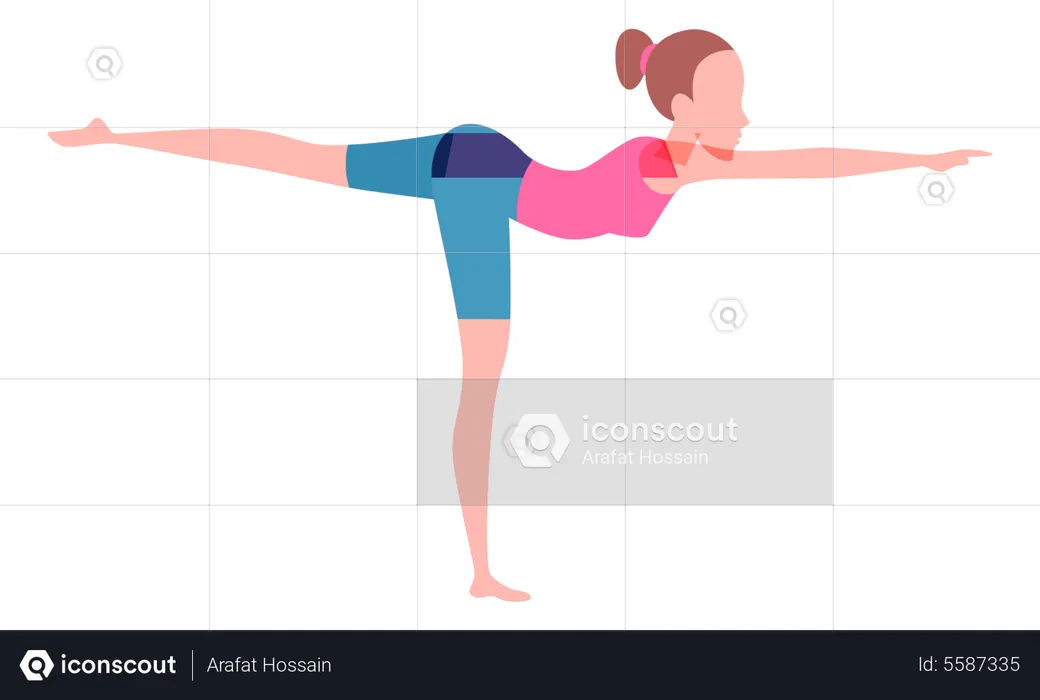 Girl standing on one leg  Illustration