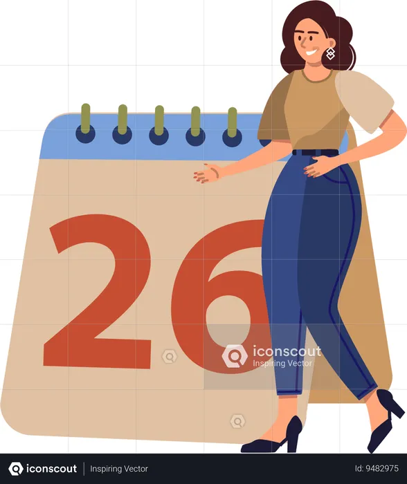 Girl standing with business calendar  Illustration
