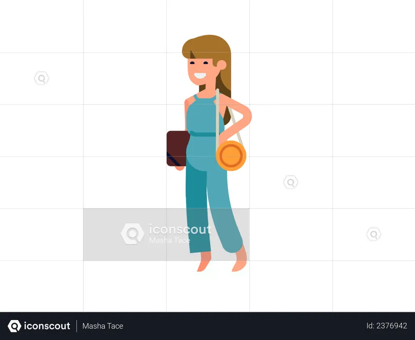 Girl standing with file in her hand  Illustration