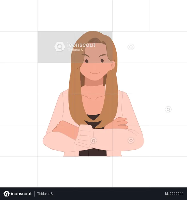 Girl standing with folded arms  Illustration